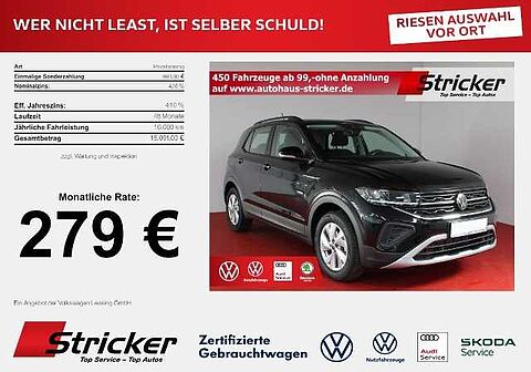 Volkswagen T-Cross Life 1.0 TSI 115 PS DSG '274,- mtl. AHK RFK SH GJ Reifen